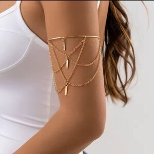 Gold Multi-Layer Chain Arm Cuff Bracelet ✨